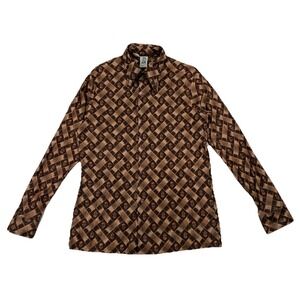 Kennington Ltd California Long Sleeve Button Up‎ Shirt Brown Floral Men's Large